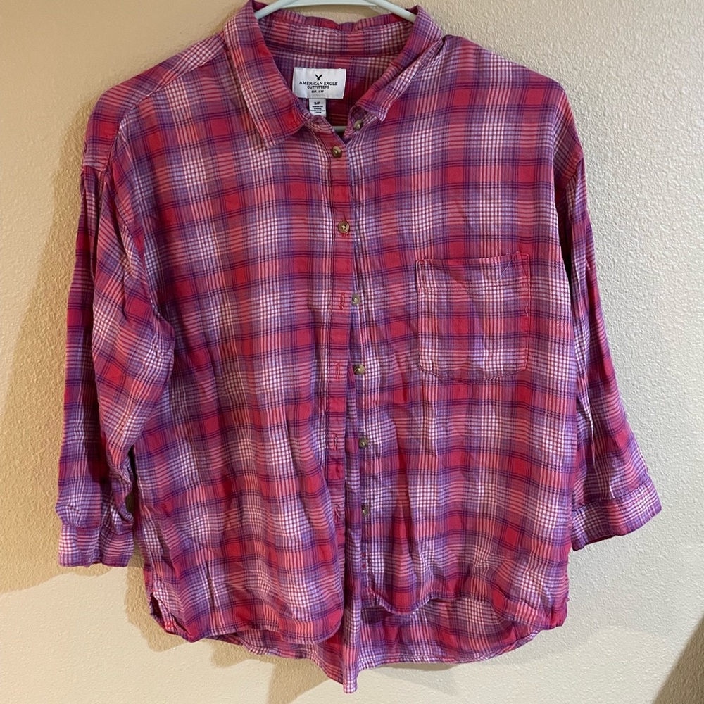 American Eagle Cropped Flannel